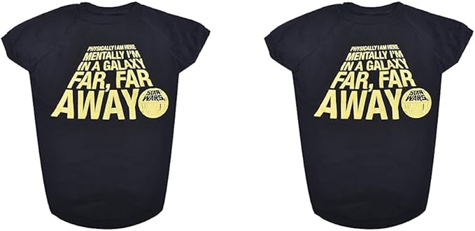 Star Wars for Pets Mentally I'm in A Galaxy Far, Far, Away Dog Tee | Black Star Wars Dog T-Shirt | Soft Dog Shirt, X-Large | Adorable Dog Clothing and Apparel (Pack of 2)