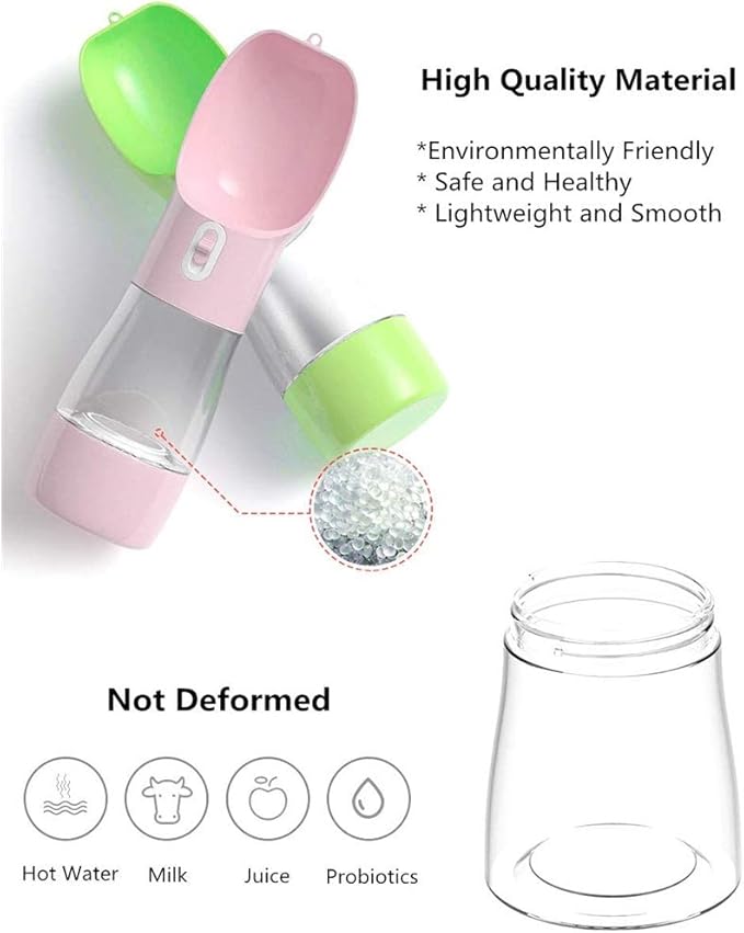 Outdoor Dog Water Bottle Dispenser - Leak Proof Water Bottle for dogs On The Go with Food Container Multifunctional Travel Dog Water Bottle(Green)
