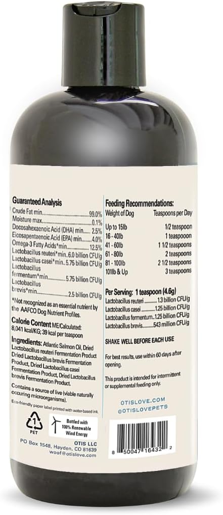OTIS Digestive Health for Dogs | Ancenstrial and Heritage Probiotics - Intestinal Gut Health Support with DHA and EPA | Healthy Dog Supplements | 8 fl oz, Salmon oil