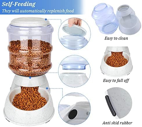 Automatic Dog Feeders for Large Dogs,3 Gallon Gravity Dog Cat Feeder Station,Automatic Dog Food Dispense,Easy to Clean,Gray (3 Gallon Dog Feeder)