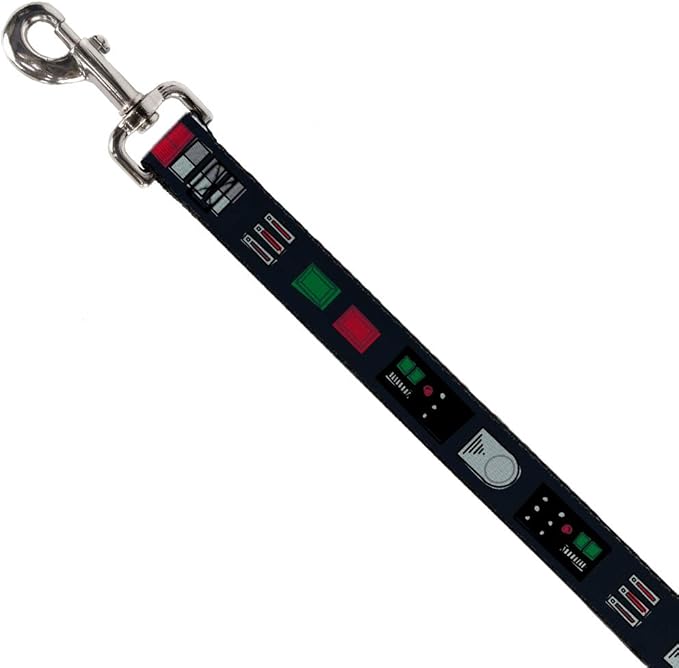 Star Wars Pet Leash, Dog Leash, Star Wars Darth Vader Utility Belt Bounding Black Grays Reds, 4 Feet Long 1.0 Inch Wide