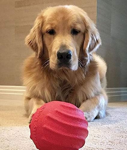 Jolly Pets Tuff Tosser Bouncing Ball Tog Toy/Treat Holder, 4 Inches, Red, All Breed Sizes