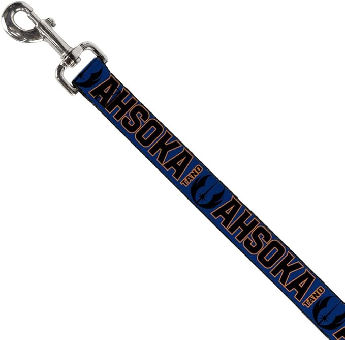 Star Wars Pet Leash, Dog Leash, Star Wars Tano Ahsoka Pose and Jedi Order Insignia Blues, 6 Feet Long 1.0 Inch Wide