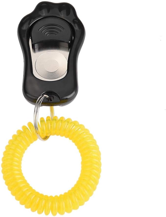 Yosoo Clicker Dog Training, Adjustable 3 Gears Pet Dog Training Clicker Shaped with Wrist Strap for Cats Birds(Black)