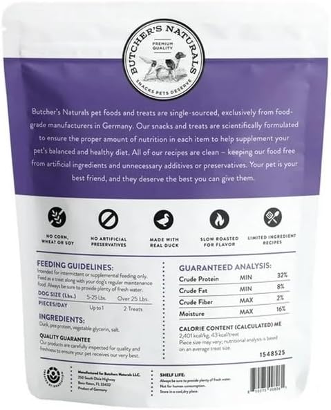 Butcher's Naturals Duck Jerky Dog Treats 40 oz, 2.5 Pound (Pack of 1)