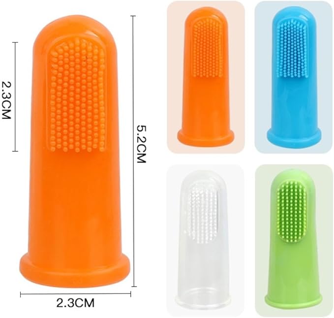 Silicone Cat Finger Toothbrush, 4Pcs Dog Toothbrush, Cleaning Kit Pet Toothbrush for Small to Large Dogs Cats Teeth Cleaning &Dental Care
