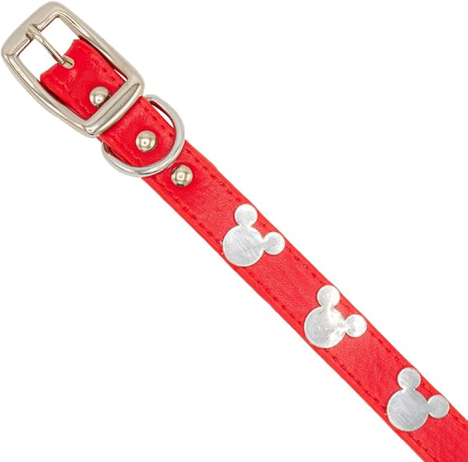 Buckle-Down Dog Collar, Disney, Mickey Mouse Head Silhouette Charms, Small 8 to 12 Inch Length 0.5 Inches Wide