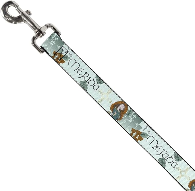 Dog Leash Brave Merida Castle and Three Bear Brothers Pose with Script 4 Feet Long 0.5 Inch Wide