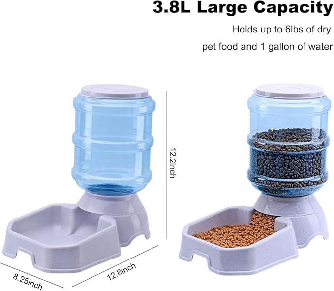 Pet Feeder and Water Dispenser Premium Quality Self-Dispensing Gravity 1 Gallon Large Capacity Pet Feeder, 3.8 Liters Capacity Pet Waterer