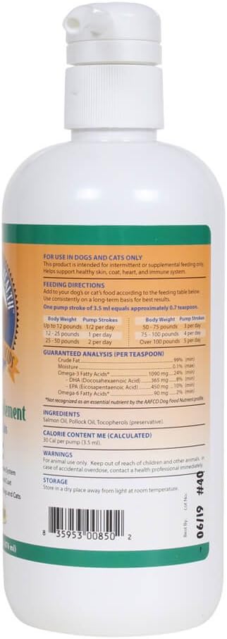 Grizzly Omega Health for Dogs & Cats, Wild Salmon Oil/Pollock Oil Omega-3 Blend