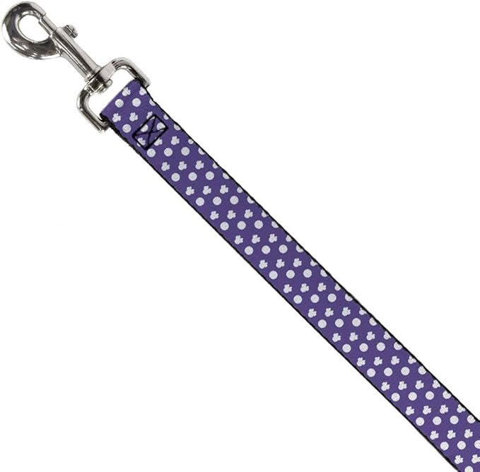 Dog Leash Minnie Mouse Bow Ears Monogram Dots Purple White 4 Feet Long 0.5 Inch Wide
