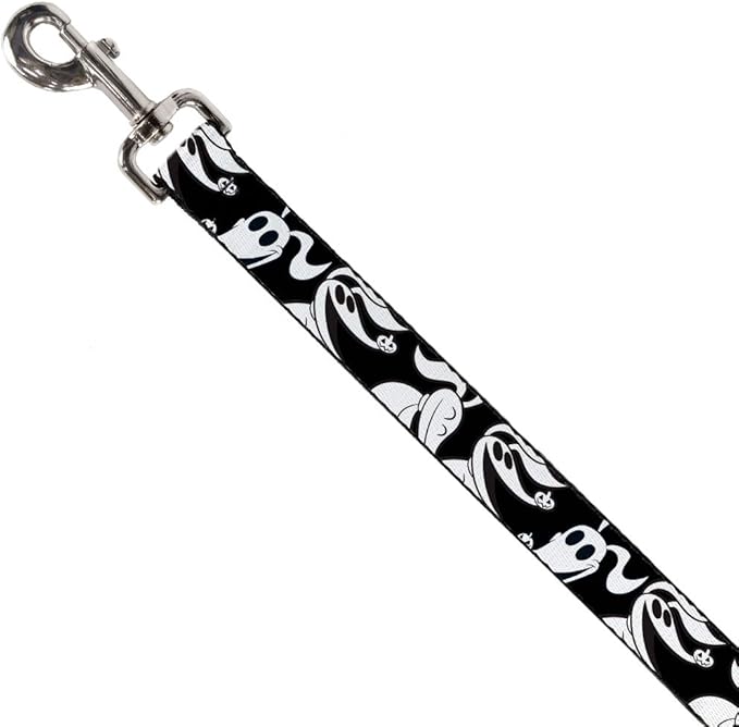 Dog Leash Nightmare Before Christmas Zero Expressions Black White 6 Feet Long 0.5 Inch Wide