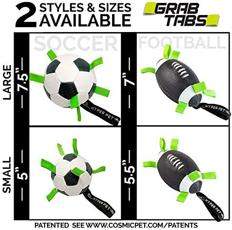 Hyper Pet Grab Tabs Dog Toys - Interactive Dog Toys for Fetch, Tug, Retrieving & Water Play - 5.5" Football, for All Breeds