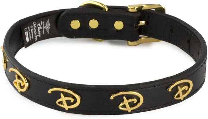 Buckle-Down Dog Collar, Disney, Signature D Logo Charms, Extra Small 6 to 9 Inch Length 0.38 Inches Wide