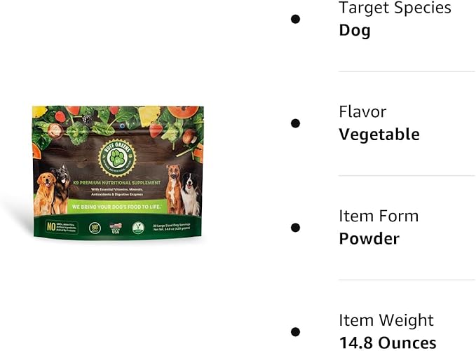 Ruff Greens - Hip & Joint Supplement for Dogs - Probiotics Digestive Enzymes Powder for Mobility Support, Essential Vitamins & Minerals, 13.8 ounce
