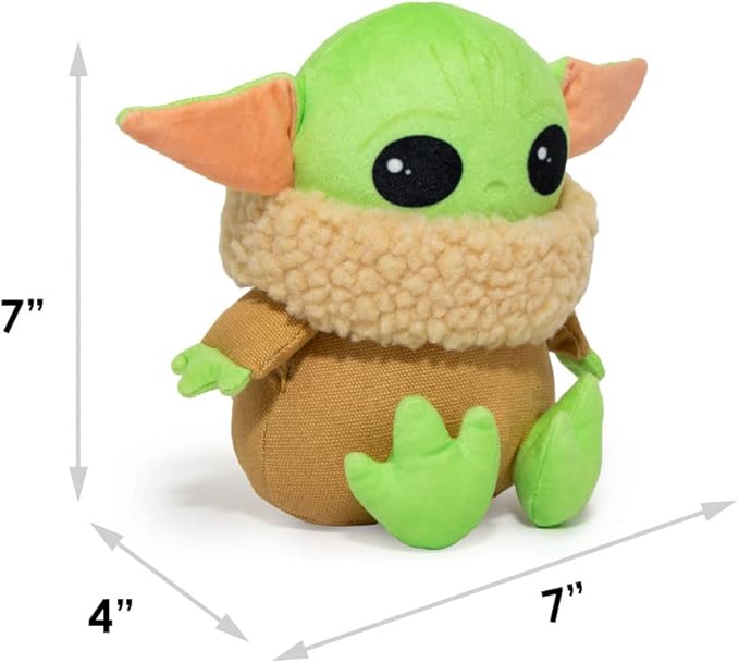 Buckle-Down Dog Toy, Mandalorian, Plush Squeaker Star Wars The Child Sitting Pose, Baby yoda, 8" x 8" (DTPT-SWBIF) for All Breed Sizes