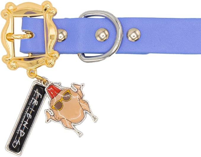 Buckle-Down Dog Collar, Friends, Monicas Peephole Frame Cast Buckle with Turkey and Friends Charms, Large 14 to 19 Inch Length 1.0 Inches Wide