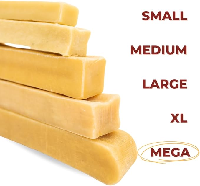 Bully Bunches Mega Authentic Yak Cheese Himalayan Chews for Giant Dogs & Super Aggressive Chewers - All Natural Dog Treat Dental Chews, Made with Real Yak Milk - Lactose & Rawhide Free (4 PK)