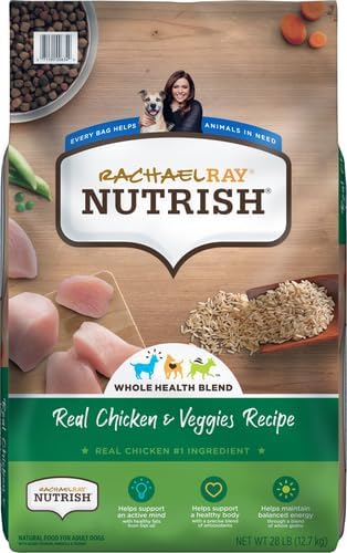 Rachael Ray Nutrish Premium Natural Dry Dog Food, Real Chicken & Veggies Recipe, 28 Pound Bag (Packaging May Vary)