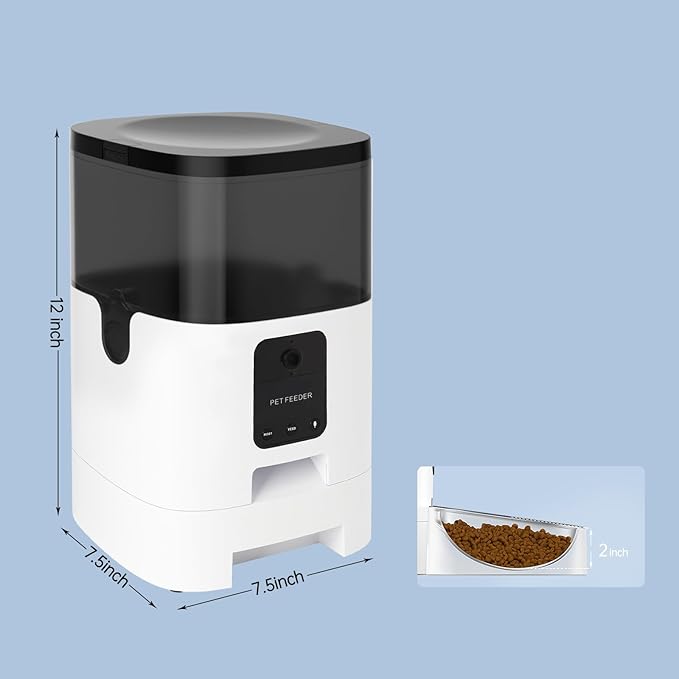 Pet Camera Treat Dispenser, Automatic Cat Feeders with Camera, Automatic Pet Feeder for Cats and Small Dogs with Night Vision Two Way Audio and Video (Support 2.4GHz Wi-Fi only, No Suscription Fee)