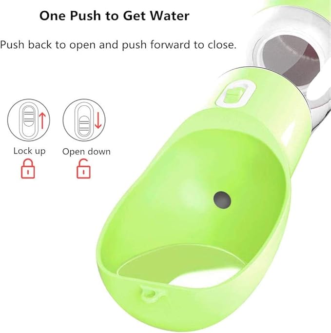 Outdoor Dog Water Bottle Dispenser - Leak Proof Water Bottle for dogs On The Go with Food Container Multifunctional Travel Dog Water Bottle(Green)