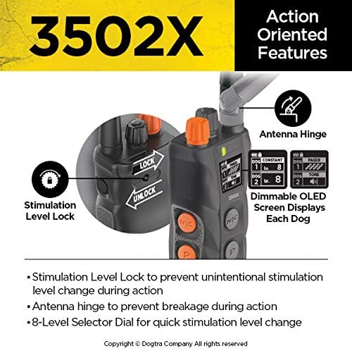 Dogtra 3502X Remote Training E-Collar - 1.5 Mile Range - 2-Dogs, Static, Vibration, Audible Tone, Waterproof, Electric Dog Collar for Advanced and Hunting Training of Small, Medium, Large Dogs