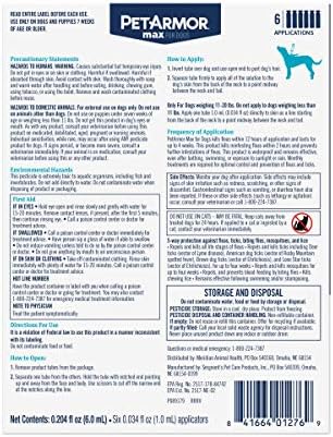 PetArmor Max Flea, Tick and Mosquito Prevention for Medium Dogs (11 to 20 Pounds), Topical Dog Flea Treatment Repels and Kills, 6 Month Supply