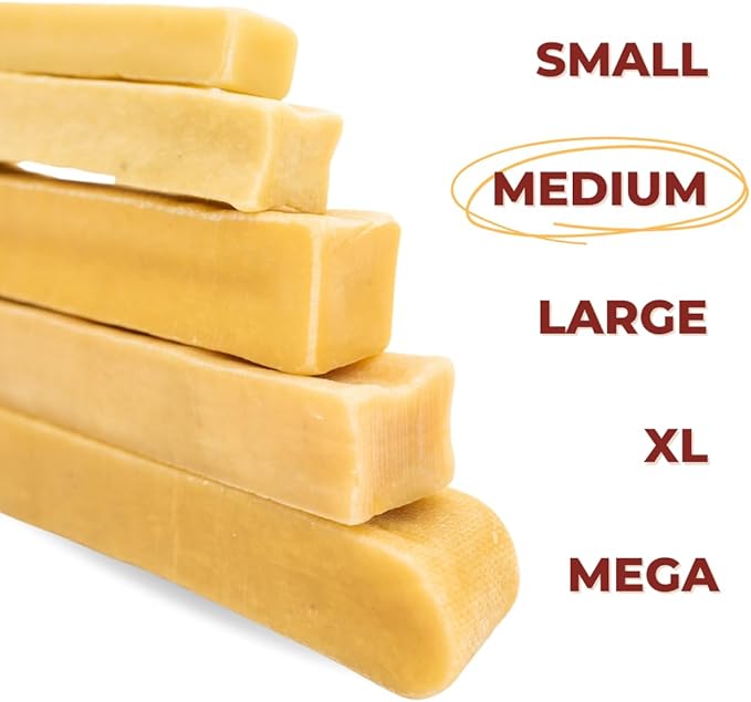Bully Bunches Medium Authentic Yak Cheese Himalayan Chews for Medium & Small Dogs - All Natural Dog Treat Dental Chews, Made with Real Yak Milk - Lactose & Rawhide Free (6 Pk)
