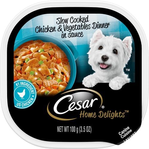 Cesar Home Delight Wet Dog Food, Chicken and Vegetables, (24), 3.5 Oz Trays