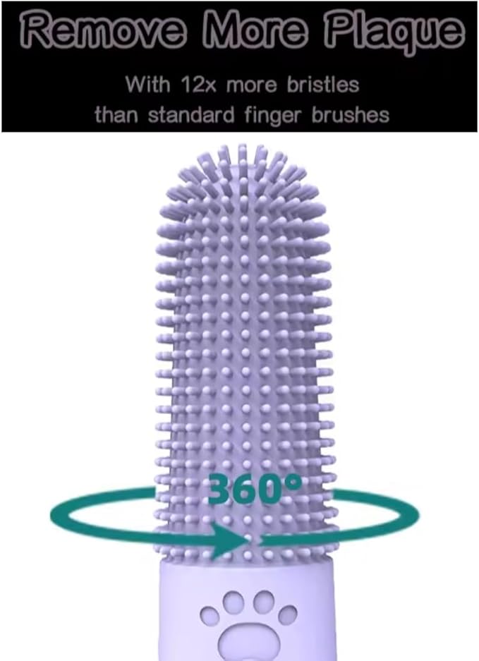4Pcs 360° Pet Finger Toothbrush, Dog Toothbrushes for Small, Medium, and Large Dogs, Silicone Dog Finger Toothbrush, Dog Dental Care for Puppies, Dog finger tooth brush, Dog Tooth Brushing Kit