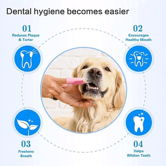 10 Pack Dog Finger Toothbrush Dog Teeth Cleaning Brush 2-Finger Dog Tooth Brushing Kit Dog Cat Toothbrush with Bristles Puppy Dental Care Toothbrush for Small Medium Dog Cat Pet