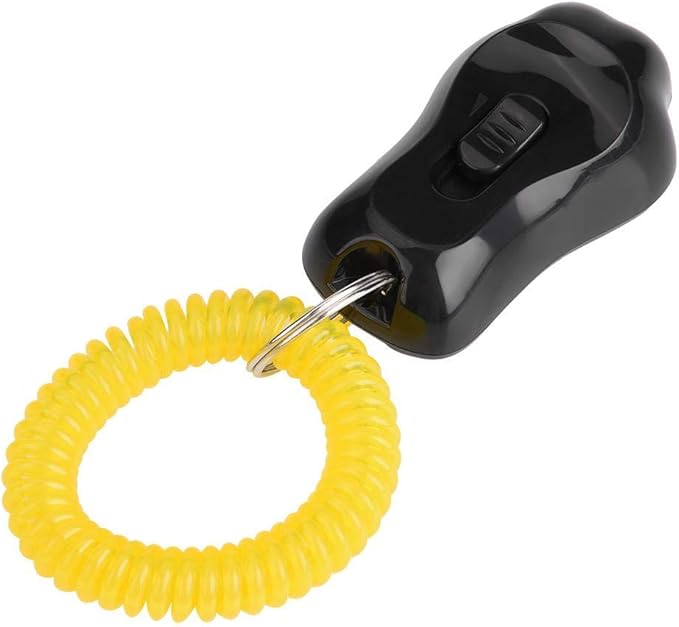 Yosoo Clicker Dog Training, Adjustable 3 Gears Pet Dog Training Clicker Shaped with Wrist Strap for Cats Birds(Black)