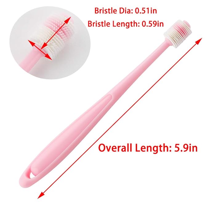 2 Pcs 360-Degree Small Dog and Cat Toothbrush, Bristle Diameter 0.51", Soft Silicone Deep Pet Teeth Cleaning Kit (Colors May Vary)