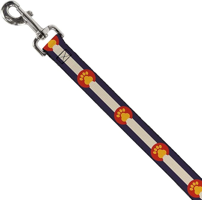 Dog Leash Colorado Flag Paw Print 4 Feet Long 0.5 Inch Wide