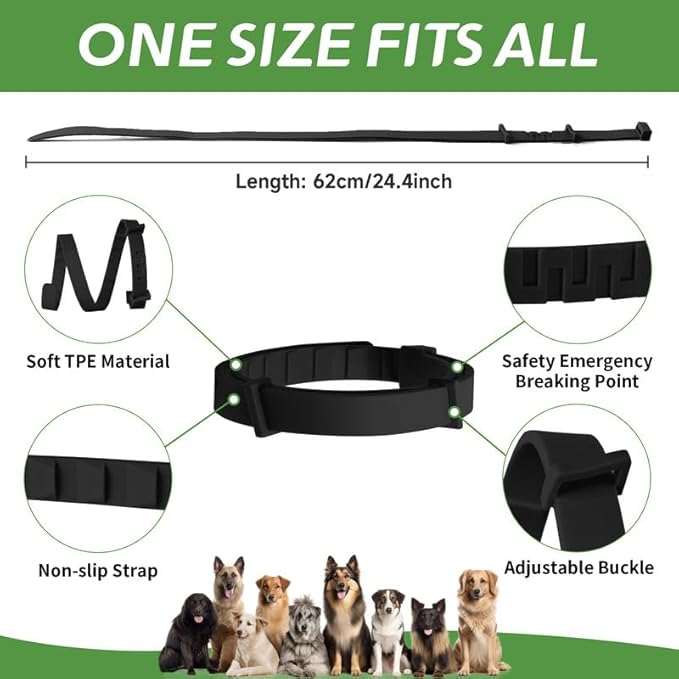 4 Pack Flea Collar for Dogs, Natural Flea and Tick Collar for Dogs, 8-Month Flea and Tick Prevention for Dogs, Dog Flea & Tick Control, Water Resistant Dog Flea Collar for Dogs, Black