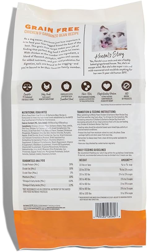 WHOLE PAWS Dog Grain Free Chicken & Garbanzo Beans Recipe, 64 OZ