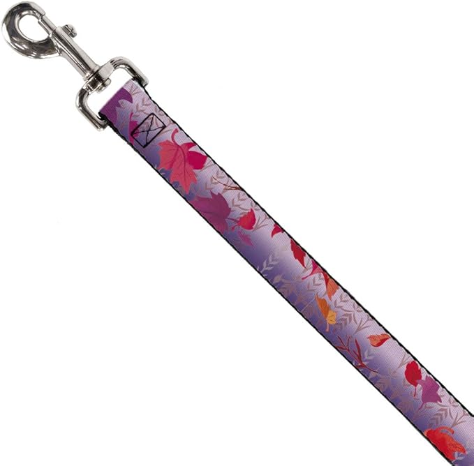 Disney Pet Leash, Dog Leash, Frozen II Swirling Leaves Floral Trim Purples Reds, 6 Feet Long 0.5 Inch Wide