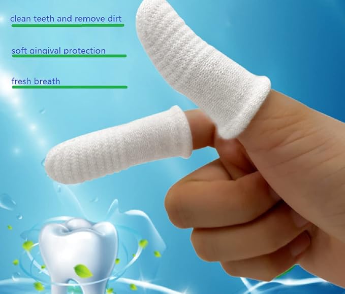 LMD 4 Sets White Dog and Cat Toothbrush,1 Set for Two Fingers,Fingers Dog Toothbrushes for Dog Dental Care and Dog Teeth Cleaning, Comfortable, Durable and Washable