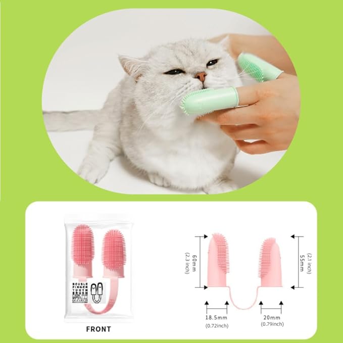 Dog Finger Toothbrush, 6 Pack Cat Toothbrushes, Two Finger Toothbrush for Pet's Dental Care Teeth Cleaning