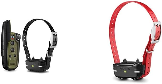Garmin Electronic Pet Training Collars, 60-h Battery LED Buttons Black & Garmin Collar, LED Display Red