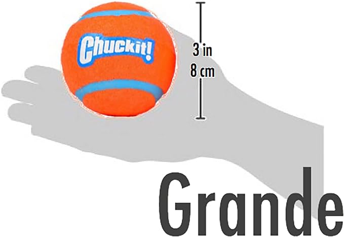 Chuckit Dog Tennis Ball Dog Toy, Large (3 Inch Diameter) for dogs 60-100 lbs, Pack of 2