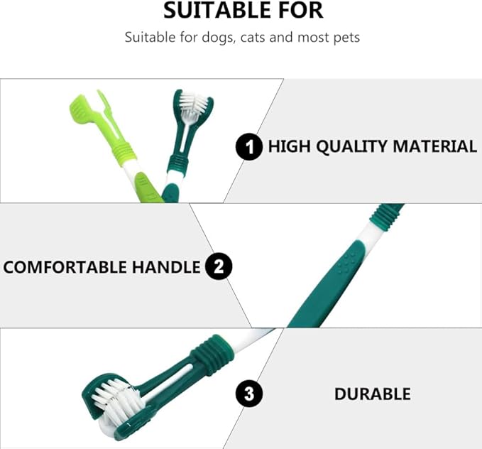 Mipcase 6pcs Dog Toothbrush, Triple Head Cat Toothbrush Cleaning Pet Dental Care Gentle dog tooth brushing kit for Dog Cat Teeth Cleaning