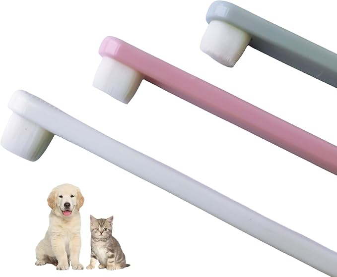 Dog Toothbrush,Cat Toothbrush,Extra Soft Brush Wires,Pet Toothbrush Toothbrush for Dogs& Cats,Teeth Cleaning,Dental Care,Brushing Kit,3 Pack Kit (White/Green/Pink)