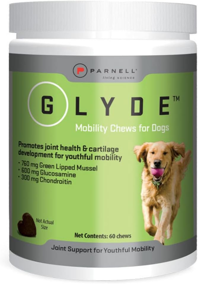 GLYDE Mobility Chews for Dogs | 60 Chews - Natural Supplements for Dog Hip & Joint Care | with New Zealand Green Lipped Mussel, Glucosamine, Chondroitin & Omega-3 | Gluten-Free | Arthritis Treatment