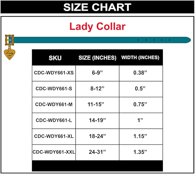 Buckle-Down Dog Collar, Disney Lady and The Tramp, Movie Replica with Heart Charm, Extra Large 18 to 24 Inch Length 1.15 Inches Wide