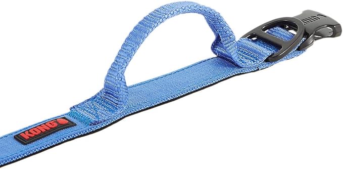KONG Ultra Durable Padded Comfort Handle Dog Collar (Large, Blue)