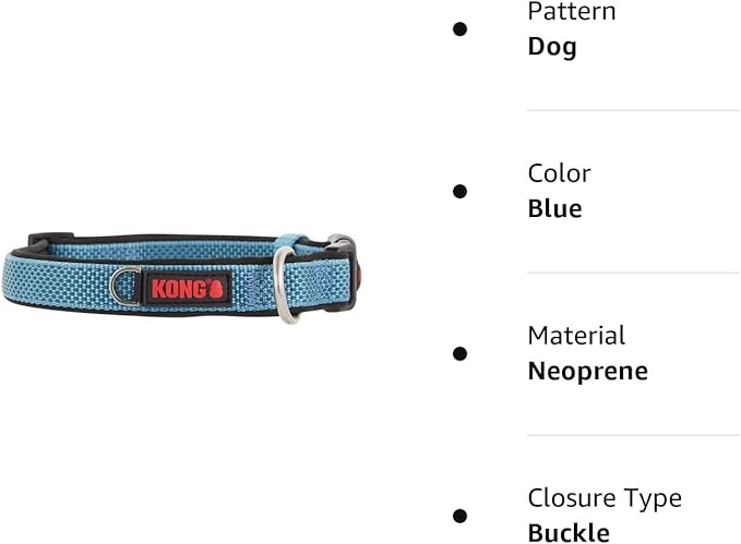 KONG Comfort Neoprene Padded Dog Collar offered by Barker Brands Inc. (Medium, Blue)