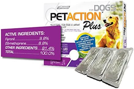 Pet Action Plus Flea & Tick Treatment for Large Dogs, 45-88 lbs, 3 Month Supply