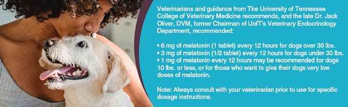Melatonin for Dogs, 1 mg - 180 Beef Flavored Chewable Tablets - Dog Melatonin for Smaller Breeds - Gentle Well-being Enhancer - Healthy, Tasty Dog Treats That Promote Overall Health