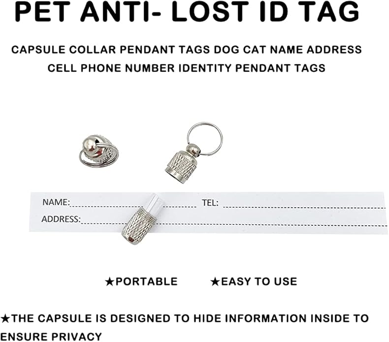 Bells for Cat Collars - 2 Pack Copper Bells for Little Dogs & Cats Noise Maker Anti-Theft Bell Come with Silver Pet Anti-Lost ID Pendant Tags (2Set)